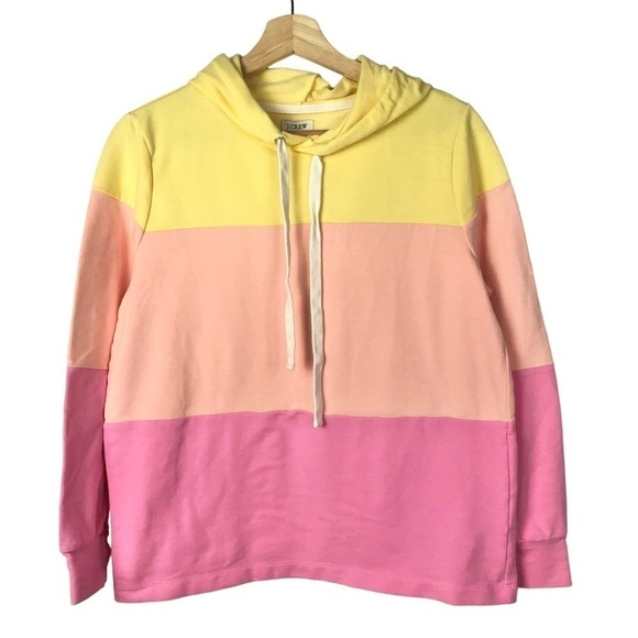 J. Crew Tricolor Stripe Pullover Hoodie Sweatshirt XS - Picture 2 of 3